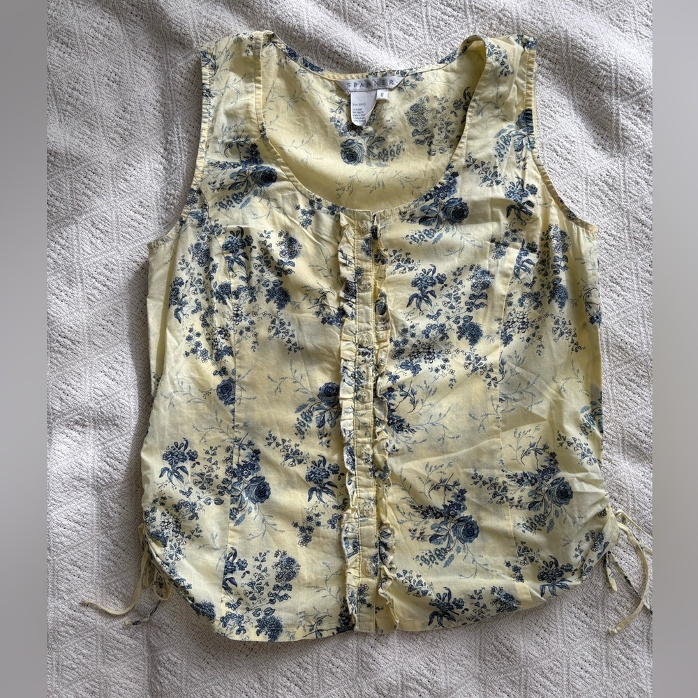Cotton Butter Yellow Tank with Ruffles